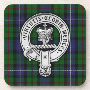 Clan Donnachaidh (Robertson) Crest /Hunting Tartan Beverage Coaster