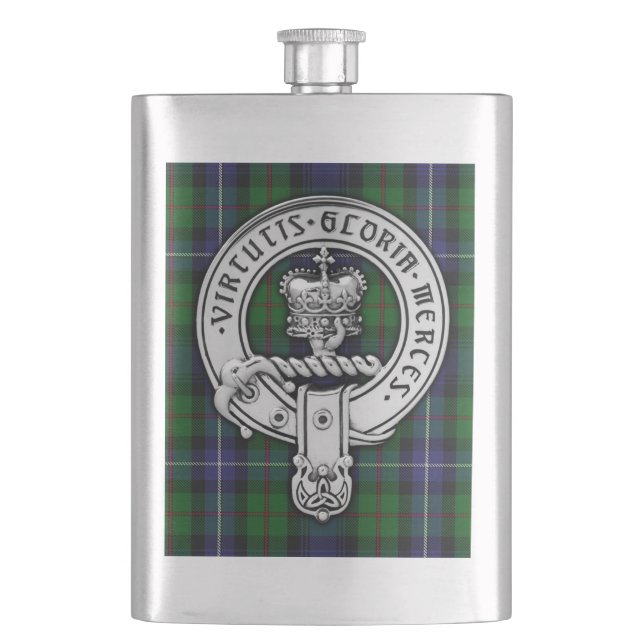 Clan Donnachaidh (Robertson) Crest /Hunting Tartan Flask (Front)