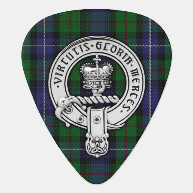 Clan Donnachaidh (Robertson) Crest /Hunting Tartan Guitar Pick (Front)