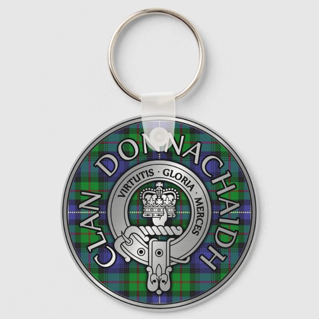 Clan Donnachaidh /Robertson Crest & Hunting Tartan Keychain (Front)