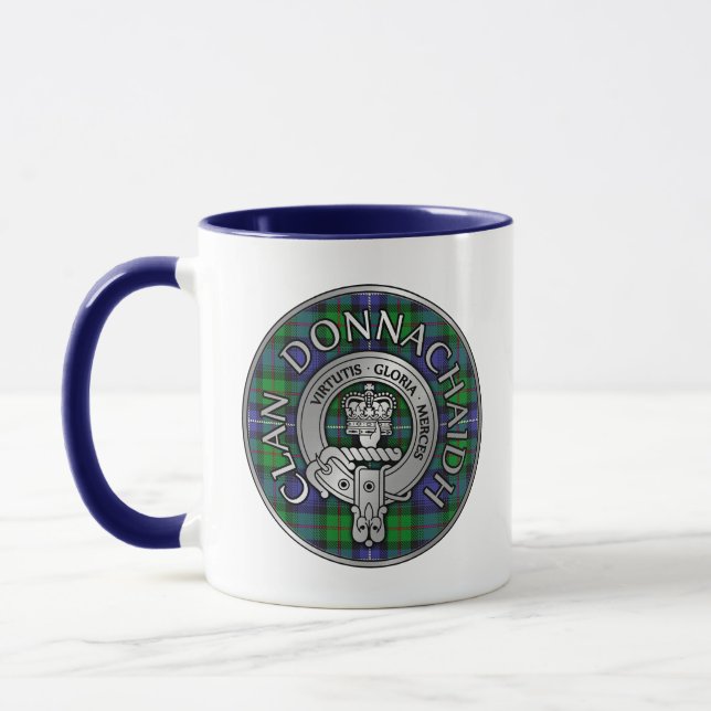 Clan Donnachaidh /Robertson Crest & Hunting Tartan Mug (Left)