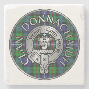Clan Donnachaidh /Robertson Crest & Hunting Tartan Stone Coaster