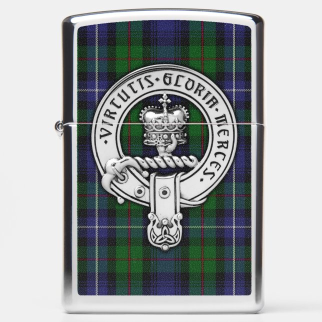 Clan Donnachaidh (Robertson) Crest /Hunting Tartan Zippo Lighter (Front)