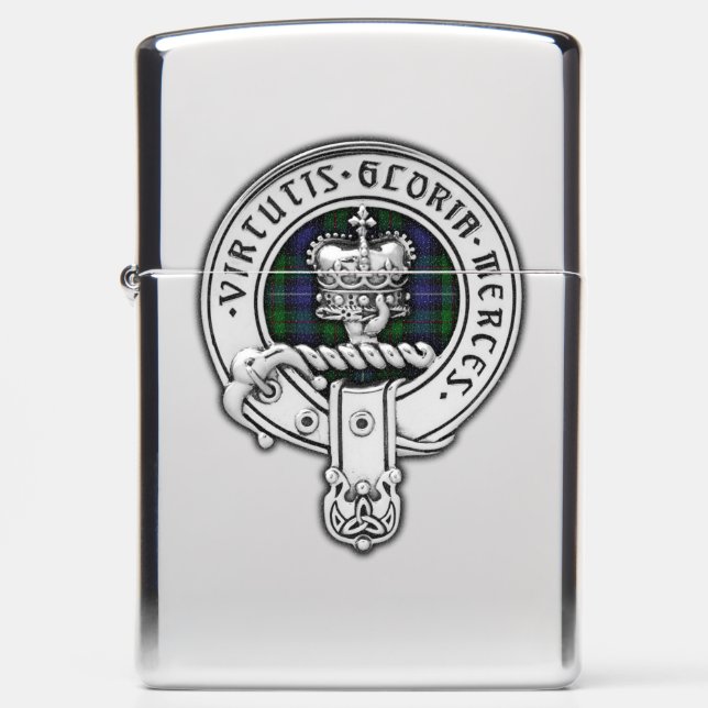 Clan Donnachaidh (Robertson) Crest /Hunting Tartan Zippo Lighter (Front)