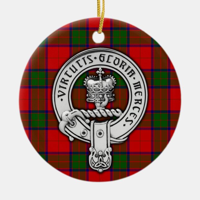 Clan Donnachaidh (Robertson) Crest & Tartan Ceramic Ornament (Front)