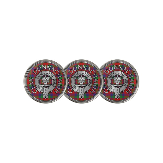 Clan Donnachaidh | Robertson Crest & Tartan  Golf Ball Marker (3 Up)
