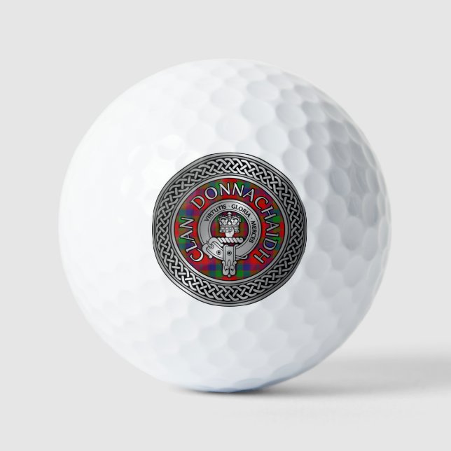 Clan Donnachaidh | Robertson Crest & Tartan Knot Golf Balls (Front)