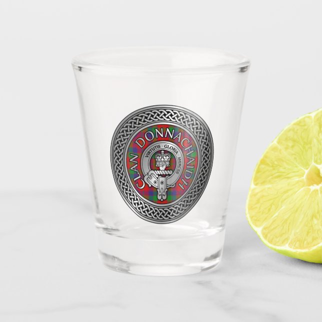 Clan Donnachaidh | Robertson Crest & Tartan Knot Shot Glass (Front)
