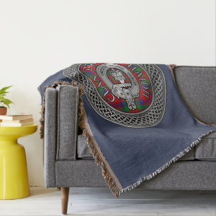 Clan Donnachaidh Robertson Crest & Tartan Knot Throw Blanket