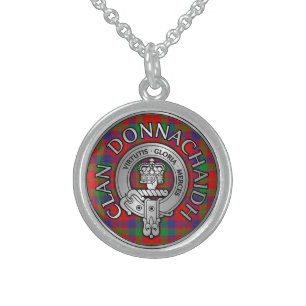 Clan Donnachaidh   Robertson Crest & Tartan  Sterling Silver Necklace