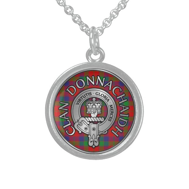 Clan Donnachaidh | Robertson Crest & Tartan  Sterling Silver Necklace (Front)