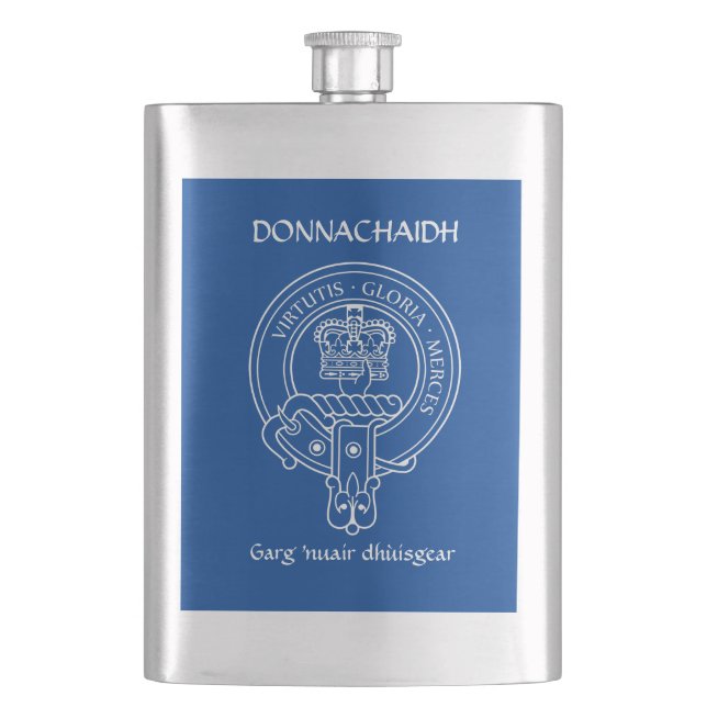 Clan Donnachaidh (Robertson) Crest & War Cry Flask (Front)