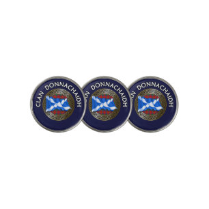 Clan Donnachaidh Robertson Tartan Knot & Flag Golf Ball Marker