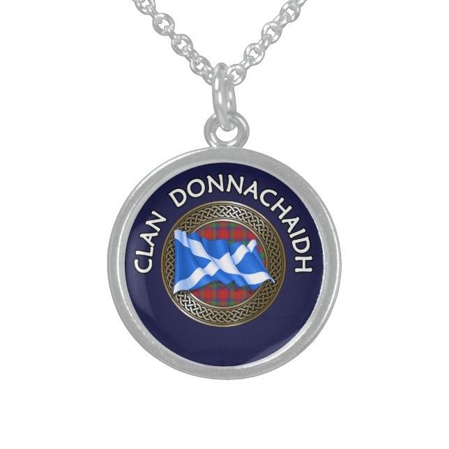 Clan Donnachaidh | Robertson Tartan Knot & Flag Sterling Silver Necklace (Front)