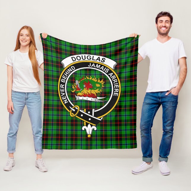 Clan Douglas Black Tartan Plaid Fleece Blanket (In Situ)
