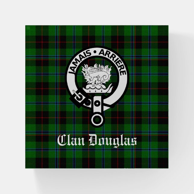 Clan Douglas Crest Badge and Tartan Paperweight (Front)