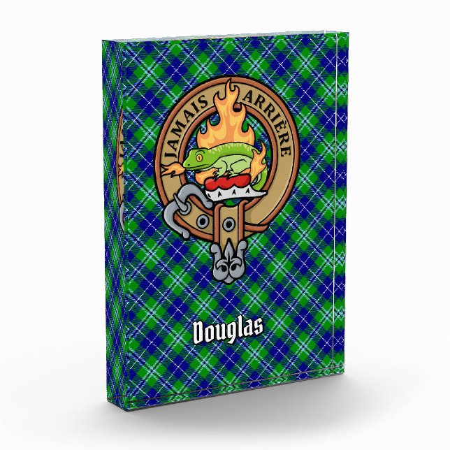 Clan Douglas Crest over Tartan Acrylic Award (Left)