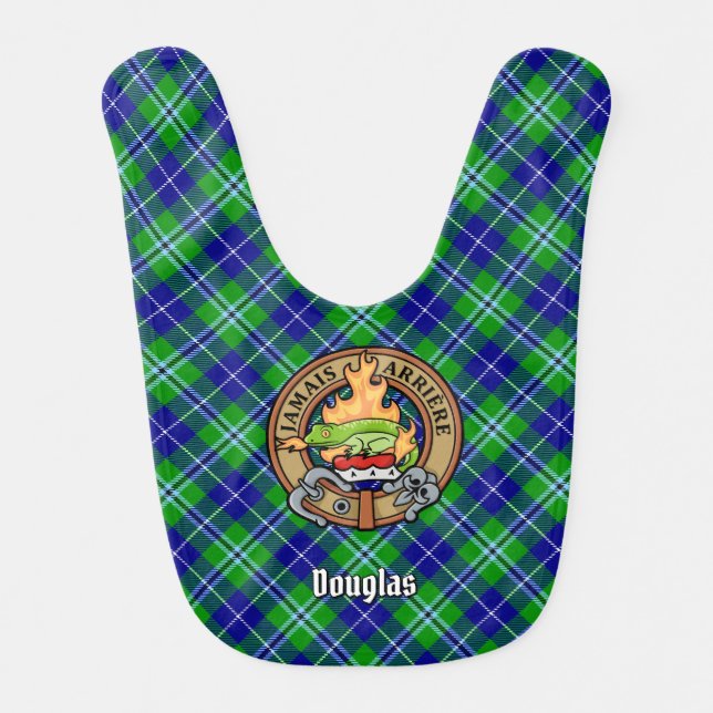 Clan Douglas Crest over Tartan Baby Bib (Front)