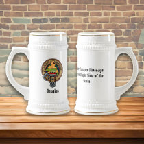 Clan Douglas Crest over Tartan Beer Stein