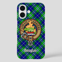 Clan Douglas Crest over Tartan iPhone 16 Case