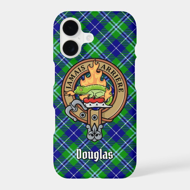 Clan Douglas Crest over Tartan Case-Mate iPhone Case (Back)