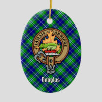 Clan Douglas Crest over Tartan Ceramic Ornament