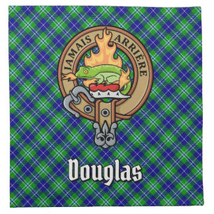 Clan Douglas Crest over Tartan Cloth Napkin