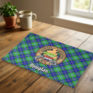 Clan Douglas Crest over Tartan Cloth Placemat