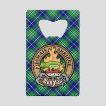 Clan Douglas Crest over Tartan Credit Card Bottle Opener