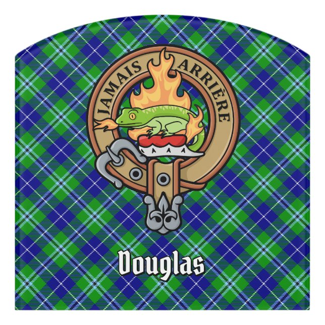 Clan Douglas Crest over Tartan Door Sign (Contour Front)