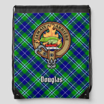 Clan Douglas Crest over Tartan Drawstring Bag