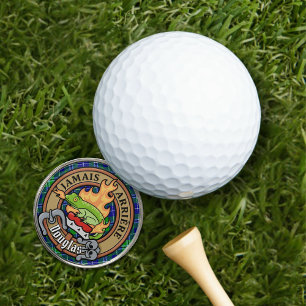Clan Douglas Crest over Tartan Golf Ball Marker