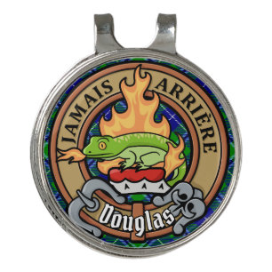 Clan Douglas Crest over Tartan Golf Hat Clip