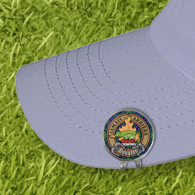 Clan Douglas Crest over Tartan Golf Hat Clip (Creator Uploaded)