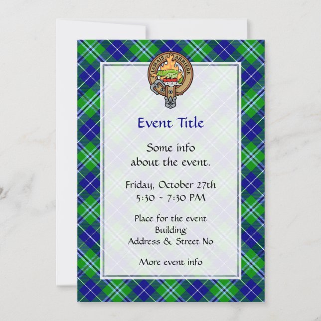 Clan Douglas Crest over Tartan Invitation (Front)