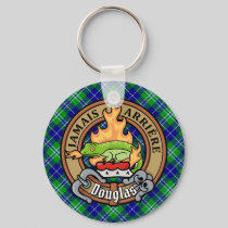 Clan Douglas Crest over Tartan Keychain