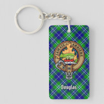 Clan Douglas Crest over Tartan Keychain