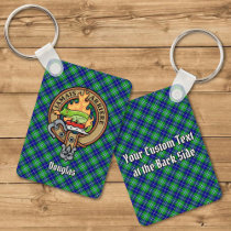 Clan Douglas Crest over Tartan Keychain