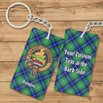 Clan Douglas Crest over Tartan Keychain
