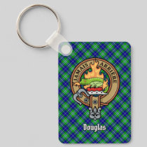 Clan Douglas Crest over Tartan Keychain