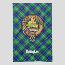 Clan Douglas Crest over Tartan Kitchen Towel
