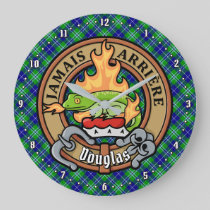Clan Douglas Crest over Tartan Large Clock