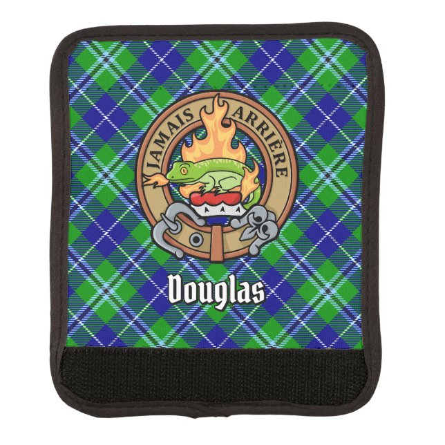 Clan Douglas Crest over Tartan Luggage Handle Wrap (Front)