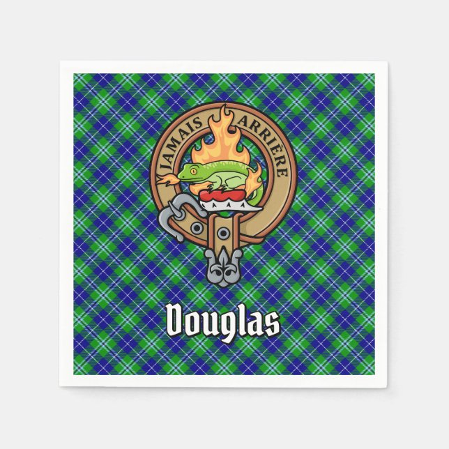 Clan Douglas Crest over Tartan Napkins (Front)