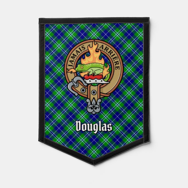 Clan Douglas Crest over Tartan Pennant (Front)