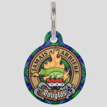 Clan Douglas Crest over Tartan Pet ID Tag
