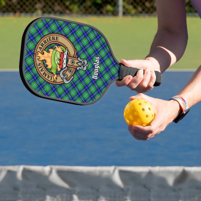 Clan Douglas Crest over Tartan Pickleball Paddle (Insitu)