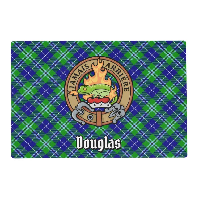 Clan Douglas Crest over Tartan Placemat (Front)