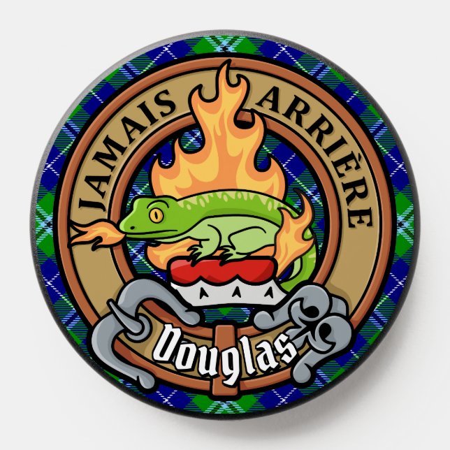 Clan Douglas Crest over Tartan PopSocket (Popsocket)