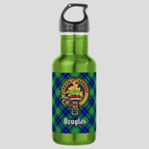 Clan Douglas Crest over Tartan Stainless Steel Water Bottle